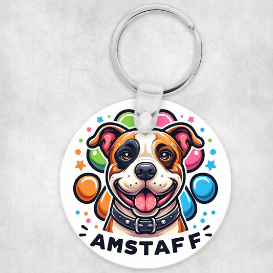 Amstaff kutyás kör kulcstartó