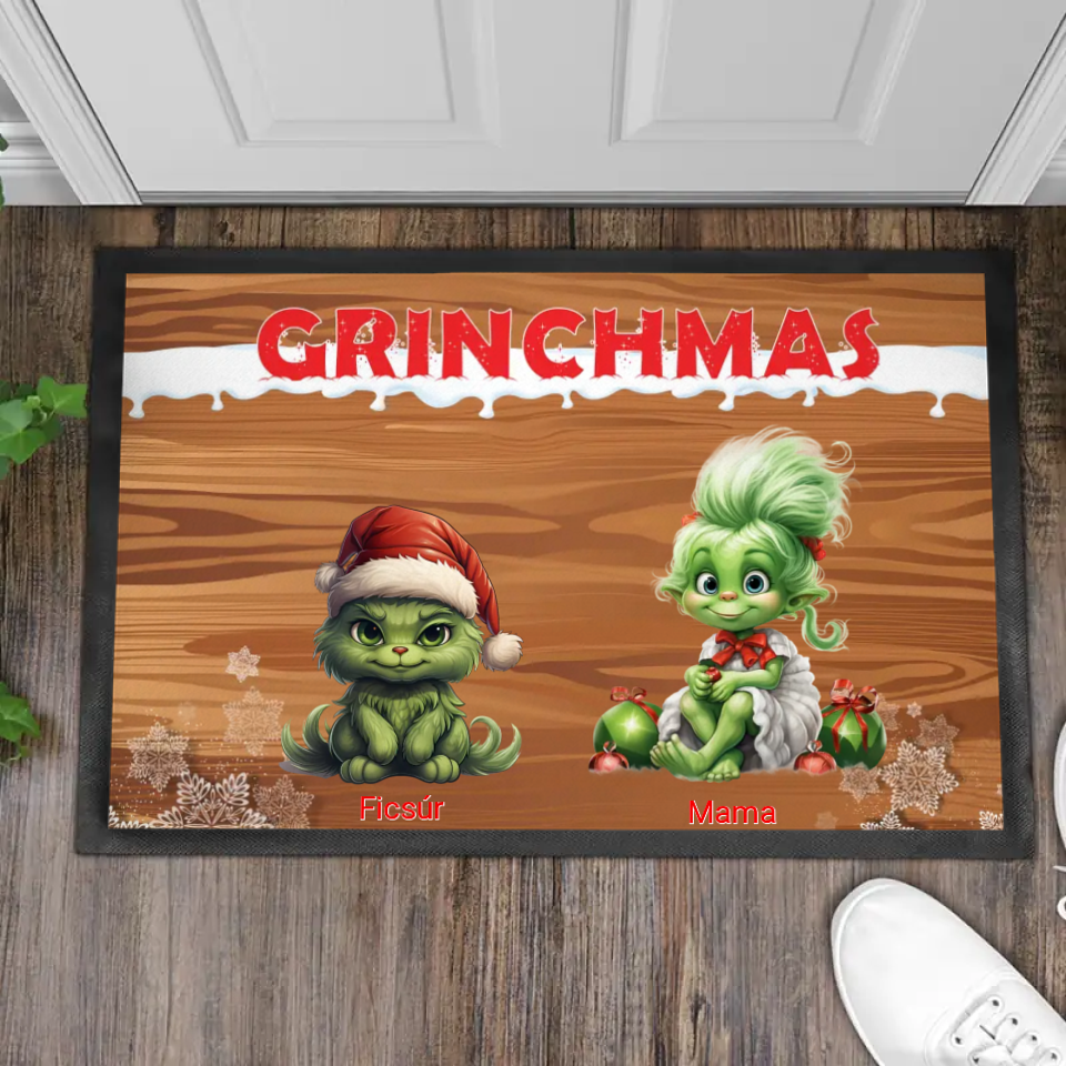 Személyre szabható Grinch mintás lábtörlő